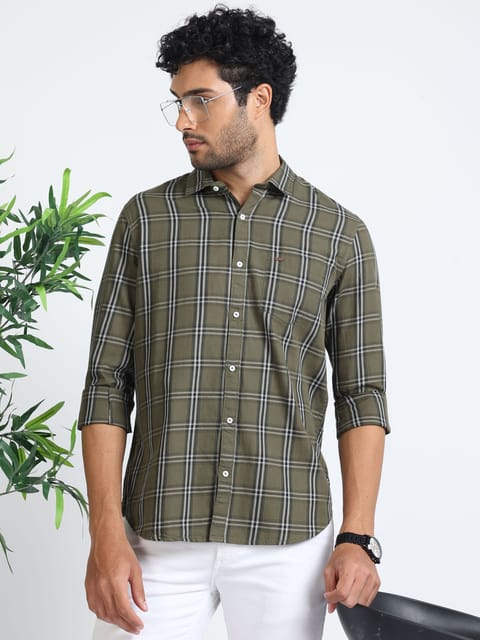 Urbaro Green Long Sleeve Checks Shirt