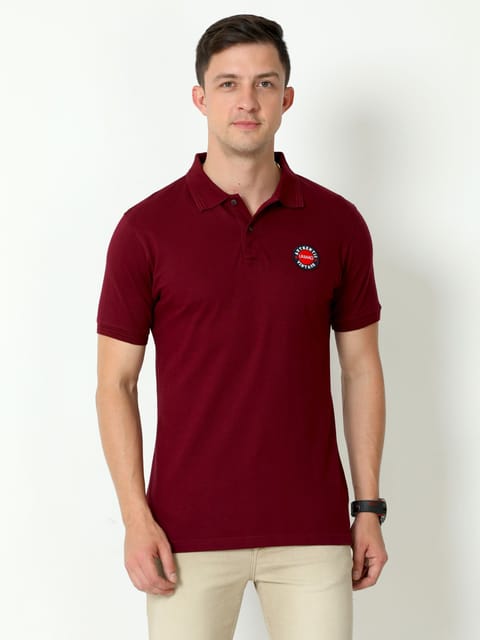 Urbaro Burgundy Half Sleeve Polo T-shirt