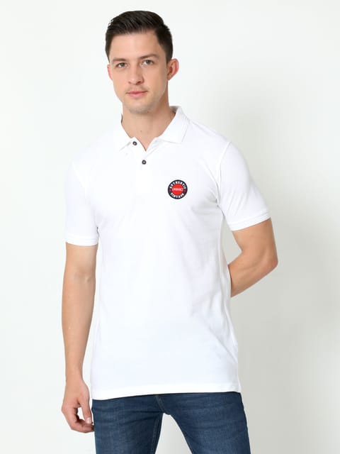 Urbaro White Half Sleeve Polo T-shirt