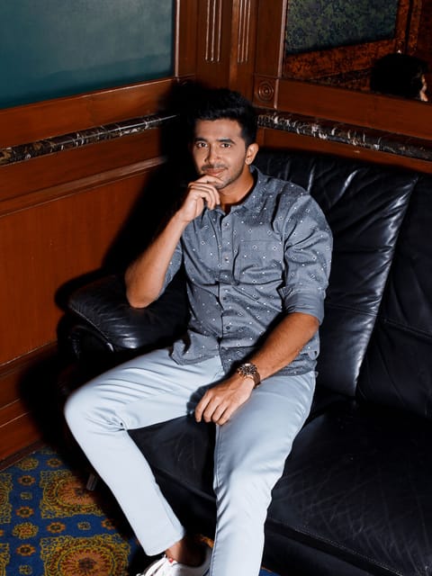 Urbaro Grey Long Sleeve Print Shirt