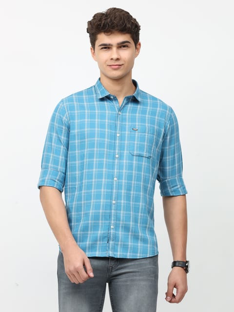 Blue Long Sleeve Checks Shirt