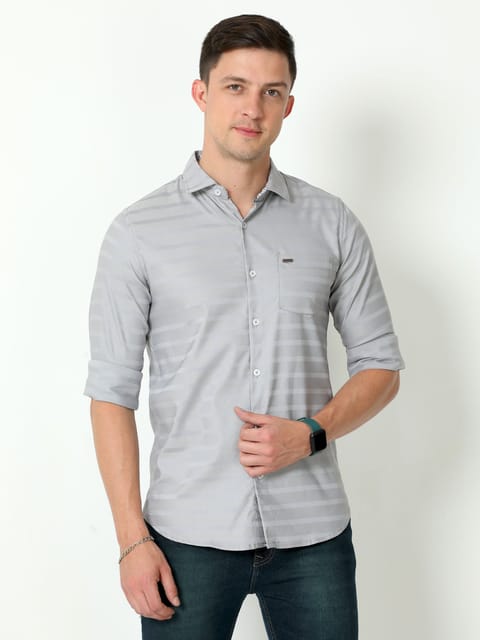 Urbaro Grey Full Sleeve Plain Shirt