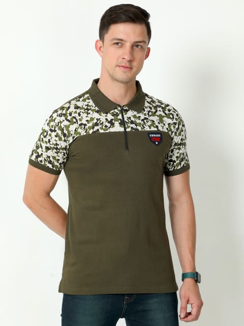 Urbaro Olive Half Sleeve Polo T-shirt