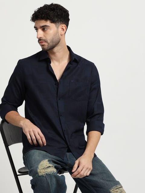 Navy Starlight Dobby Texture Shirt