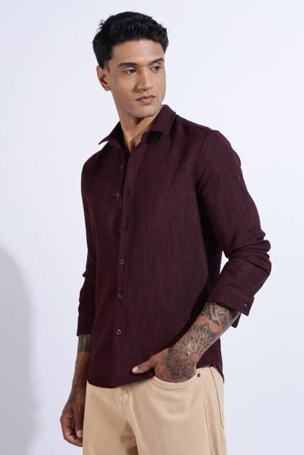 Men Air Like Linen Vintage Shirt-Maroon