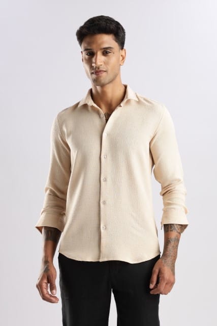 Men Air Like Linen Vintage Shirt-Beige