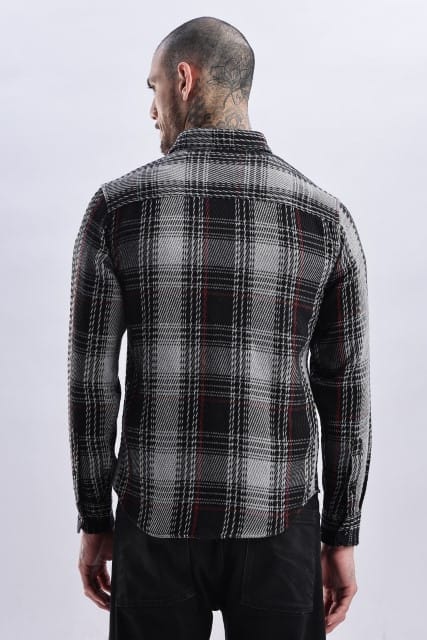 Men Flannel Shirt-Grey & Black