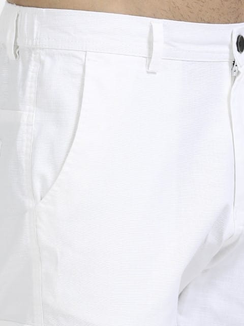Men Lazy Linen Utility Cargo-White