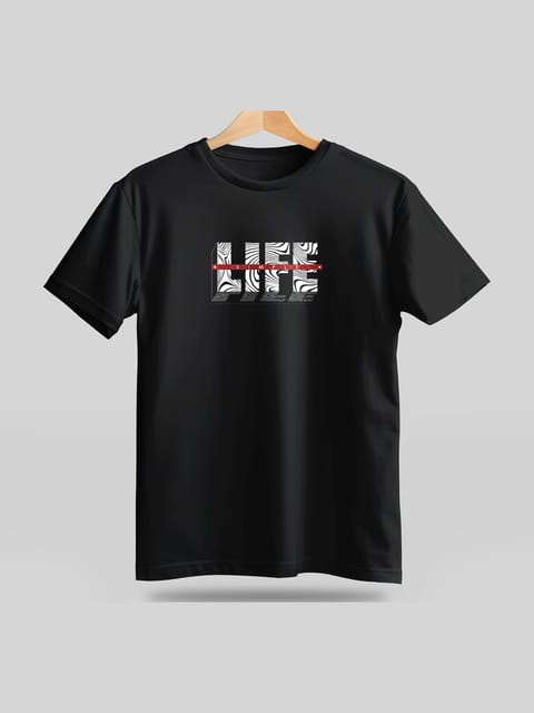 Caslay Sustainable - Simple Life - Black Crew Neck Printed T-Shirt