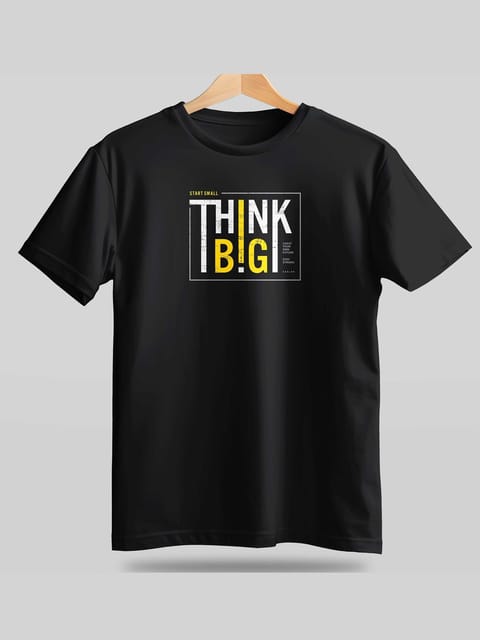 Caslay Sustainable - Think Big Black Crew Neck Printed T-Shirt Caslay Sustainable - Think Big Black Crew Neck Printed T-Shirt