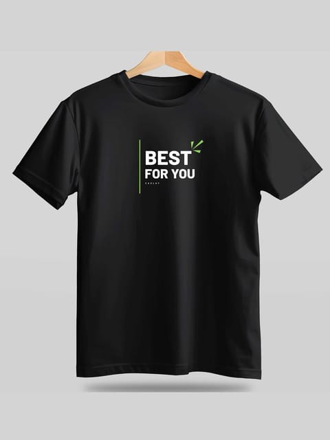Caslay Sustainable - Best for You Black Crew Neck Printed T-Shirt