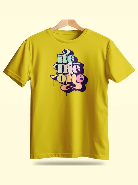Caslay Sustainable - Be the One yellow Crew Neck Printed T-Shirt