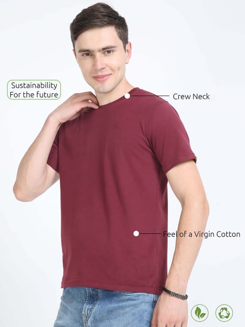 Sustainable Crew Neck T-shirt - Maroon