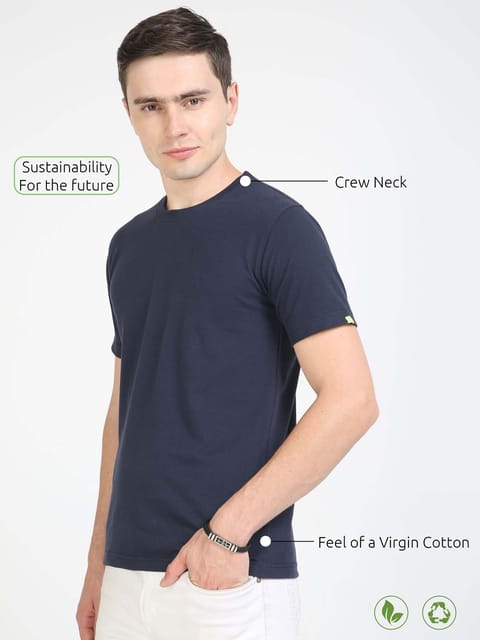 Sustainable Crew Neck T-shirt - Navy Blue
