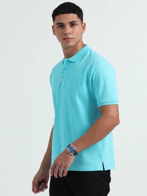 Caslay Organic Cotton - Curacao Blue Polo T-Shirt