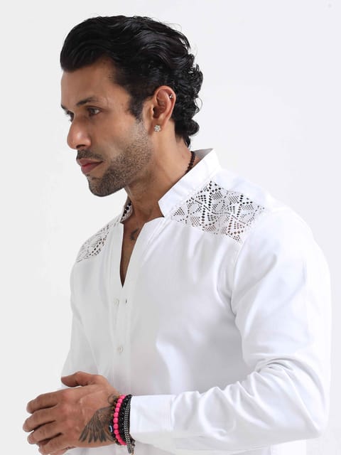 Modern Semi Crochet Shirt In White