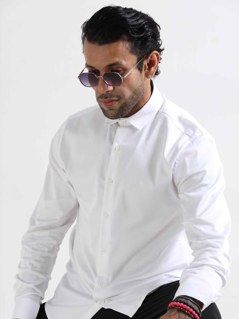 Classic Lycra Comfort Stretch Shirt In White